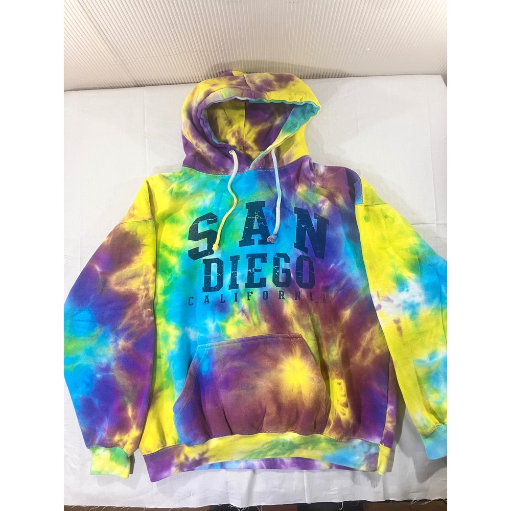 Wings Beach Outfitters San Diego California Tie Dye‎ Hoodie Sweatshirt L